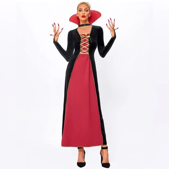 GIKING Women Halloween Costumes Adult Victorian Vampire Lac-Up Bodice Bustier - Picture 2 of 13